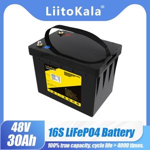 LiitoKala 48V 30AH LiFePO4 batteri med 30A BMS vattentätt uppladdningsbart batteri för 750w 2500w elcykel e skotercykel