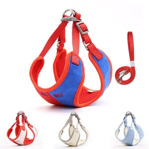 Dog Collars & Leashes Pet Leashs Traction Rope Suede Chest Strap Color Matching Breathable Cat Reflective Harnesses Vest For DogsDog