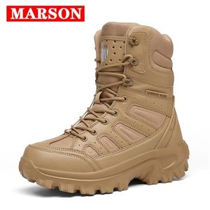 Män militärtaktiska stövlar Special Force Leather Waterproof Desert Combat Ankle Boot Army Work Mens Shoes Plus Size Y200915