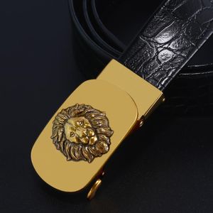Cinture Cintura in rame di design più venduta con fibbia gialla automatica da uomo Cinturino in pelle di alta qualità doppio per jeansCinture