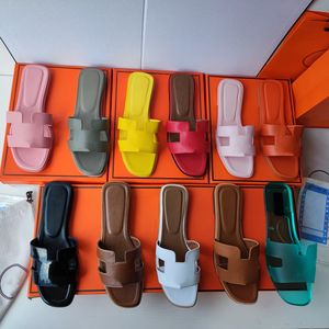 2022 Designer Sandaler Kvinnor tofflor Paris Brand Sandal Real Leather Slides Platform Flats Shoes Flip Flop Boots Shoebrand 08