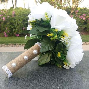 Bouquets nupciais branco flores casamento acessórios buquê fontes artificiais rosa noiva buquê de flores