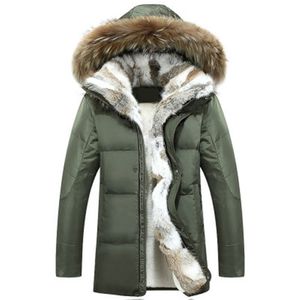 inverno Uomini e donne piumino d'anatra cappotto da uomo parka caldo collo di pelliccia di coniglio con cappuccio caldo piumino maschile parka uomo 201209