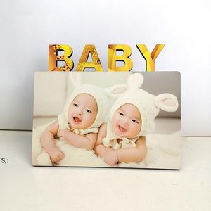 Sublimering Blank fotoram Ornaments DIY värmeöverföring album skrivbord dekoration baby födelsedag fullmåne gåva 180 * 150 * 5mm bbe13807