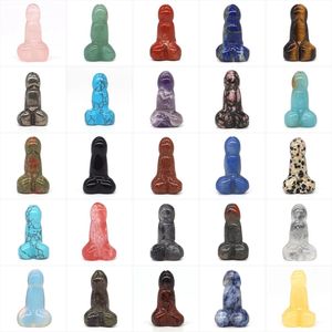Natural Stone And Crystals Hand Carved Penis Figurine Healing Crystal Quartz Statue Reiki Gemstone Craft Home Decoration