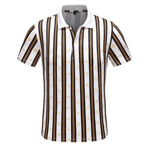 Luxuriöses Herren-Poloshirt mit bestickter, bedruckter Baumwolle, kurzärmlig vorne, individueller Knopf, lässige Mode, Größe M-3XL 671