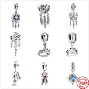 925 Sterling Silver Dangle Charm New Dream Catcher Heart Crown Dance Shoes Beads Bead Fit Pandora Charms Bracelet DIY Jewelry Accessories