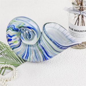 Decorative Objects & Figurines H&D Large Murano Art Sea Shell Paperweight Hand Blown Glass Conch Figurine Animal Sculpture Home Decorati