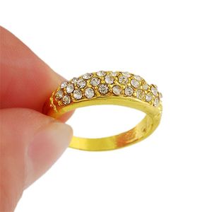 Bröllopsringar märke zirkon klar cz guldfärg för kvinnor mode smycken grossist r024wedding