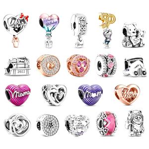 Mother's Day 925 Sterling Silver Fit Pandora Charms Bracelets Mom Mama Love Heart Forever Graduate Charm for European Women Wedding Original Fashion Jewelry