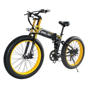 SMLRO S11PLUS 26 인치 4.0 지방 타이어 7 스피드 전기 자전거 500W 전기 자전거 48V 14AH 삼성 숨겨진 배터리 접이식 오토바이 MTB 사이클링