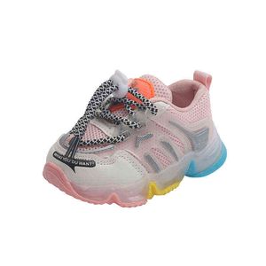 2022 Autumn Boys Sports Shoes New Fashion Lights Childrens Running Shoes Lace-up Soft Bottom Girls Sneakers Fashion Hot Kids G220527
