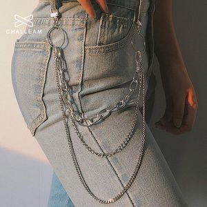 Cintos mulheres punk calça -calça cinturão fêmea de hip hop calças de penas de ouro prateado para calças cadeias de metal feminino em jeans 290bells