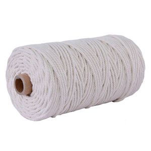 Obiekty dekoracyjne Figurki 3 mm 100% Wątek Bawełna Beige Pleciona Lina DIY Home Textile Dekoracje Ślubne Dostawy 100 metrów