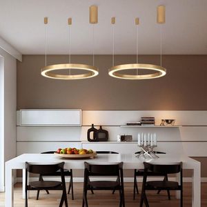Anhängerlampen moderner Luxus großer Ring -LED -Kronleuchter Beleuchtung für Wohnzimmerleuchten Kaffee Goldlampe O hängende Leuchten