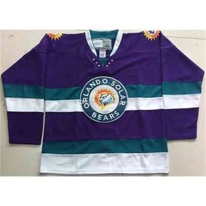C26 NIK1 2020 Dostosuj Vintage Rare Orlando Solar Bears Hockey Jersey Haft zszył dowolne koszulki i nazwisko