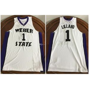 Nikivip Damian Lillard #1 Weber State Wildcats College White Retro Basketball Jersey Men's Stitched Custom Any Number Name Jerseys