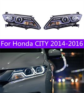 Samochody reflektorów Honda City 20 14-20 16 LED LED DRL Światła do biegania BI-Xenon Belki Mgły Lights Anio