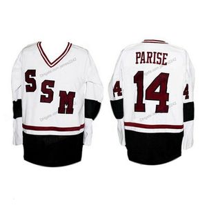 Nikivip Custom Retro Zach Parise #14 High School Hockey Jersey zszyta biały rozmiar S-4xl Dowolne nazwisko i numer najwyższej jakości koszulki