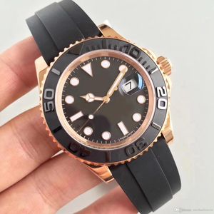 Relógio masculino de 40mm, concha de ouro rosa 18ct, série 116655, anel de cerâmica de 40mm, vidro safira, movimento mecânico automático, pulseira de borracha