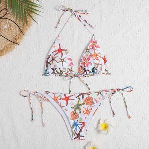 Runway bandagem push up bikini conjunto de duas peças floral impressão biquinis retalhos maiô brasileiro mulheres praia banho y220423