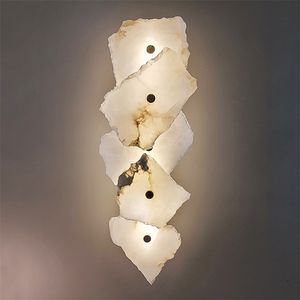 Натуральная мраморная светодиодная лампа медная роскошная новинка освещение
