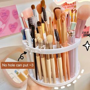 Makeup Brushes White Porous Holder Plastic Desktop Organizer Pen Storage Box Nail Polish Cosmetic Brush HolderMakeup