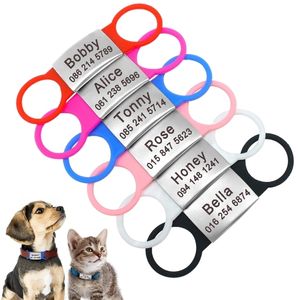 Etiquetas de identificação de animais de aço inoxidável personalizadas para cães pequenos gatos gatos personalizados tags de identificação de nome de cão sem ruído acessórios de colarinho 220610
