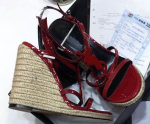 Newst23 Cassandra Espadrilles mit Keilabsatz Designer-Sandalen Lederpumps Strohweberei Abschiedshochzeitskleid Luxusschuhe Knöchelriemen-Plateau-Sandale EU35-43 mit Box