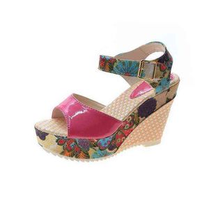 Sandals Fashion Ins Hot Lace Leisure Women Wedges Heeled Shoes Summer Party Platform High Heels Woman's 220310