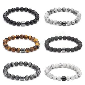 Naturalne 8 mm Tiger Eye Obsidian Hematit Stone Kulki Bransoletki Mężczyźni dla magnetycznej ochrony zdrowia Kobiet Biżuteria Pulsera