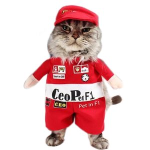 زي متسابق مضحك للحيوانات الأليفة Cat Apparel Cloths for Dogs Halloween Christmas Cosplay Clothing Assume for a Cat 201111