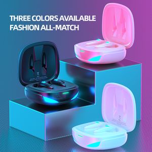 Fashion Twins Ohrhörer Drahtlose Bluetooth-Kopfhörer Gaming-Headset Touch BT 5.2 TWS-Ohrhörer LED-Licht Stereo-Gamer-Modus für iPhone-Smartphones