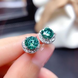 Stud Natural Emerald Earrings for Women Silver Fairy Böhmen Engagement Fine Green Jewelry Online Broadcast GiftStud