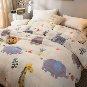 Varma flanellfiltar för säng Coral Fleece Filt Winter Bedlaet Flower Animals Printed Bed Bread Kids Adult Throw Filt T200901