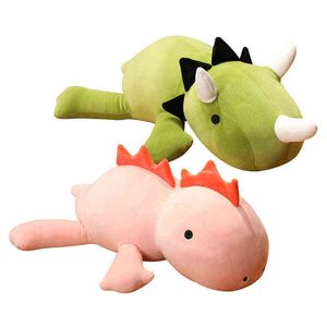 80Cm Dinosaur Weighted Plush Dolls Cute Soft Cuddle Toy Kawaii Dinosaur Sleeping Pillow For ldren Girls Gift J220729