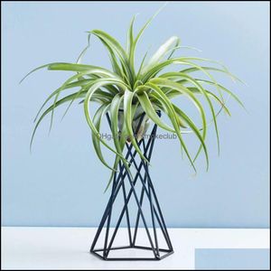 Nordic Style Air Plant Holder Metal Flower Pots Stand Geometric Iron Tillandsia Table Home Garden Ornaments C0125 Drop Delivery 2021 Pot Rac