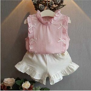 Bitte verstehen Sie uns Kinder 2 8 Kleidung für Mädchen den Bogenrock und Spitzen -Top -Sommer -Anzug koreanischer Kinderkleidung Sets Baby Kleinkind Set