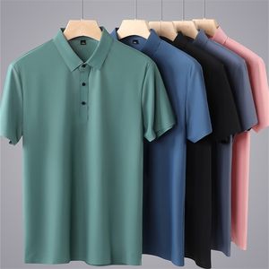 Summer Men Polo koszulka Klasyczna koszulka z krótkim rękawem oddychająca chłodzenie Szybkie suche nylonowe polo T-shirt golfa plus rozmiar 8xl 220621