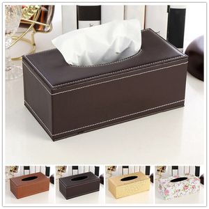 PU Tissue Box Rectangle Paper Handduk Holder Desktop Servettagring Container Kitchen Tray for Home Office 220523