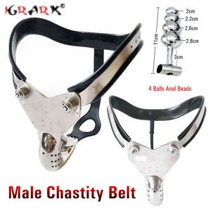 NXY Cockrings Stainless Steel Metal Male Chastity Belt Cock Cage Penis Rings Anal Beads Plug Bdsm Slave Games Sex Toys For Men Husband Adults 1124