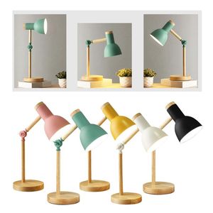 Table Lamps Stylish Wooden Iron LED Multi-Joint Reading Lamp Task Light Flexible Living Room Eye Protection LampTable