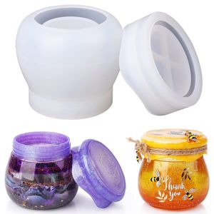 Silikontankform DIY Pudding Jar Jewely Storage Box Epoxy Casting Mold With Lids Party Gifts