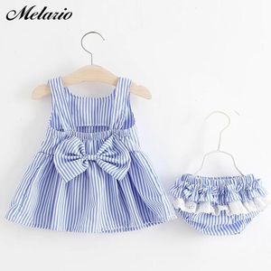 Melario Baby Clothing Conjunta vestido listrado de verão e shorts 2pcs roupas recém -nascidas roupas infantis para bebês