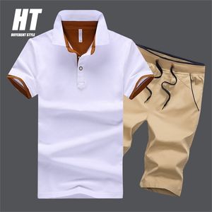 Summer Brand Men Sports Sets 2Piece Casual Men s Short sleeve POLO Shirt Shorts Running Fitness Suit Male Tracksuit 5XL 220606