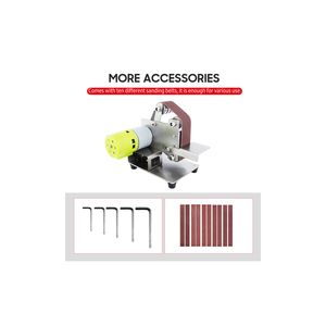 Lixadeira de correia Máquina de moagem de polimento de lixamento elétrico 7 Velocidade variável com 10 cintos de lixamento para polimento de metal acrílico de madeira