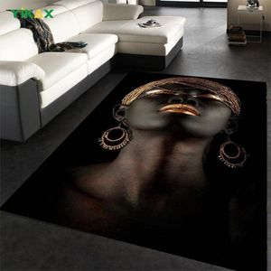 Carpets Black African Woman Carpet And Rug For Home Large Mat Floor Scandinavian Living Room Non-Slip Bath Kitchen Flannel Bedroom DecorCarp