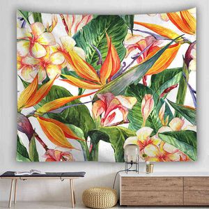 Tropical Plant Flowers Palm Tree Carpet Wall Hanging Boho Decor Wall Rugs Psychedelic Tapiz Mandala Art Carpet Background J220804