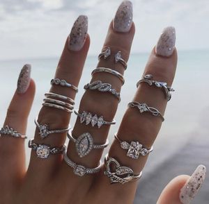 Anelli di dito midi bohémien Set per donne Beach Diamond Drop Elephant Gemstone Crystal Wedding Rings Boho Fashion Jewelry