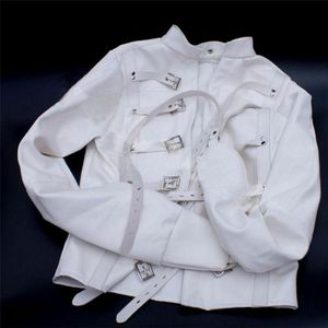 White Asylum Straight Jacket Come S/M L/XL BODY HARNESS Restraint Armbinder L220801